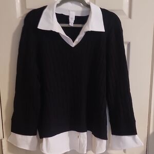 MarlaWynne Black and White V-Neck Sweater